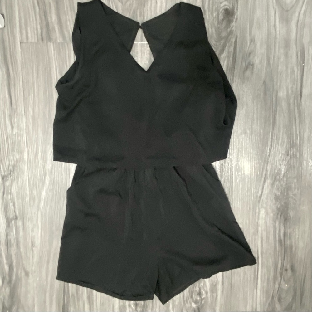 Black Sleeveless V-Neck Romper